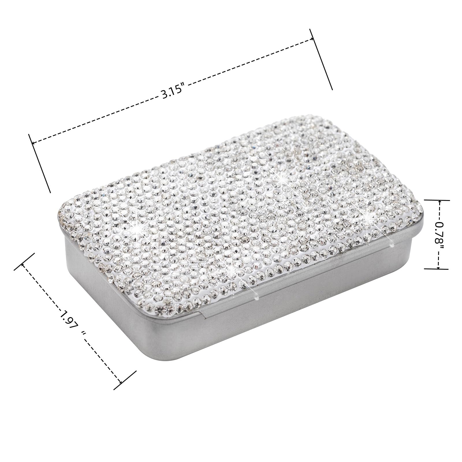 2 soportes para hilo dental con purpurina para encías, caja de metal pequeña para Q-tip, hisopo de algodón (plateado)