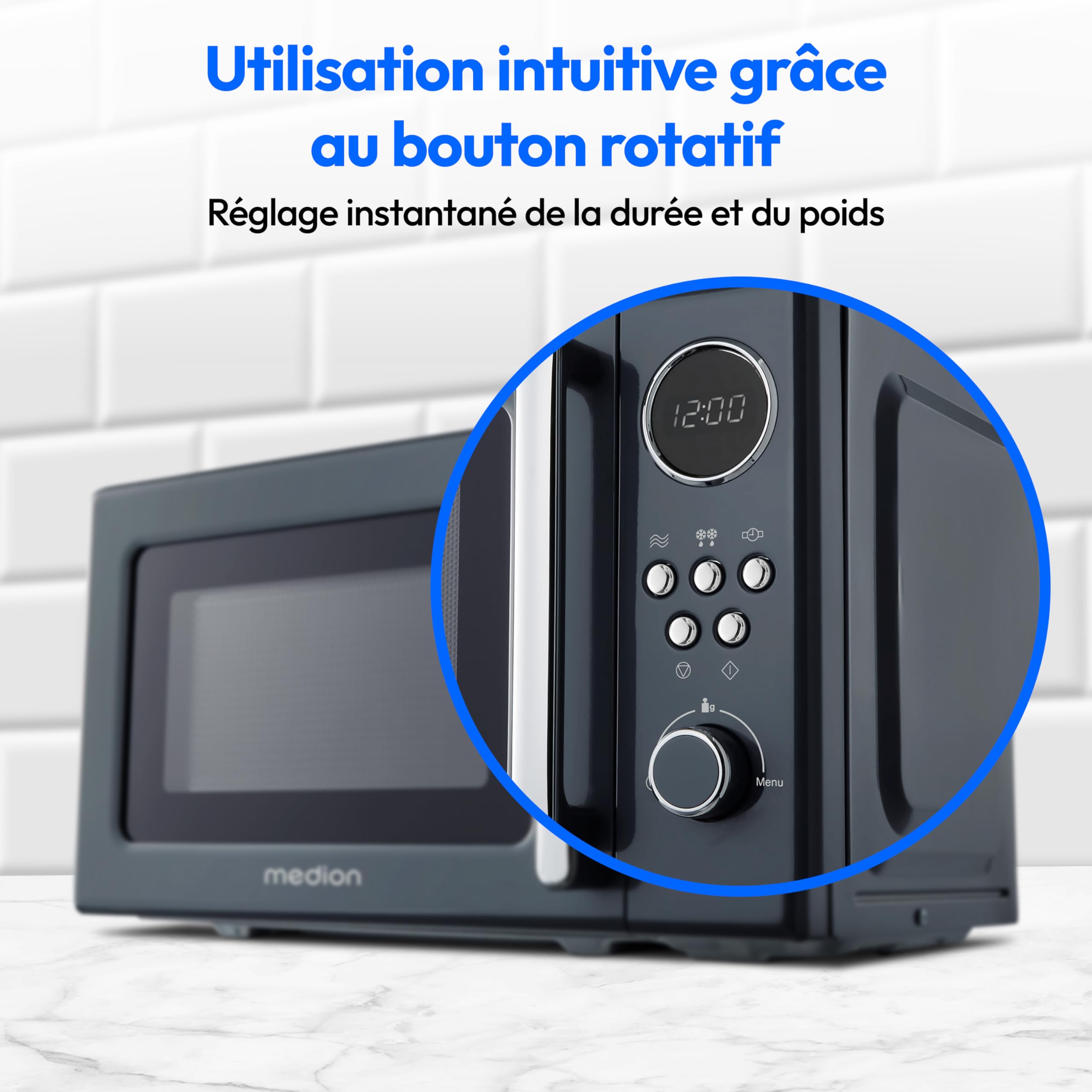 Micro-ondes rétro MEDION (20 litres, environ 800 watts, 5 réglages