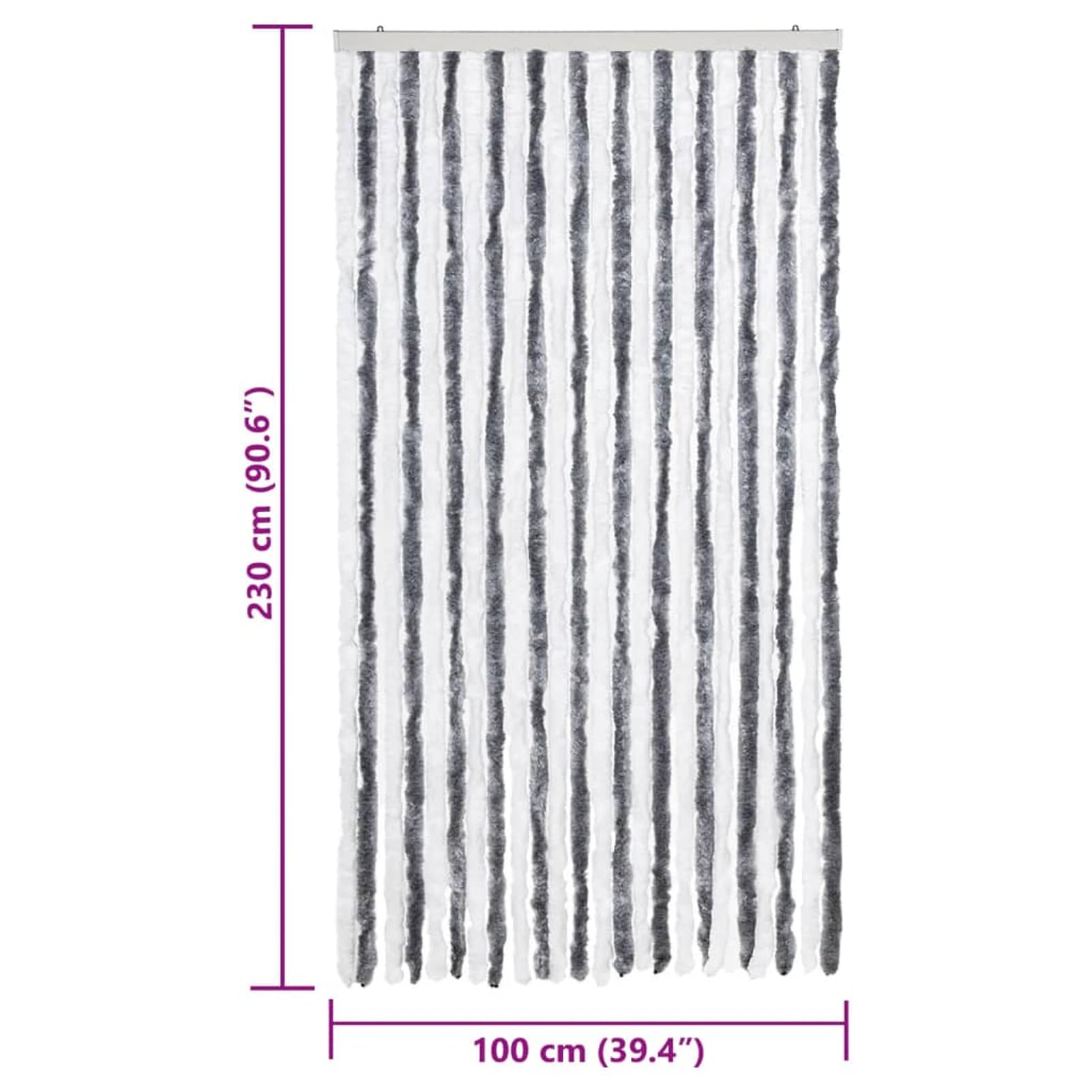 ZEYUAN Tenda Antimosche Grigio e Bianca 100x230 cm in Ciniglia,Tenda Antimosche per Finestre e Porte Leggera Resistente all'Acqua Silenziosa Zanzariera Antiisetti-377370