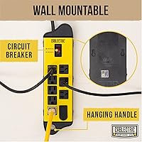 Vista 5 de Regleta protectora de sobretensiones de alta resistencia, 8 salidas con cable de extensión de 6 pies de largo, 14 AWG, regleta de alimentación