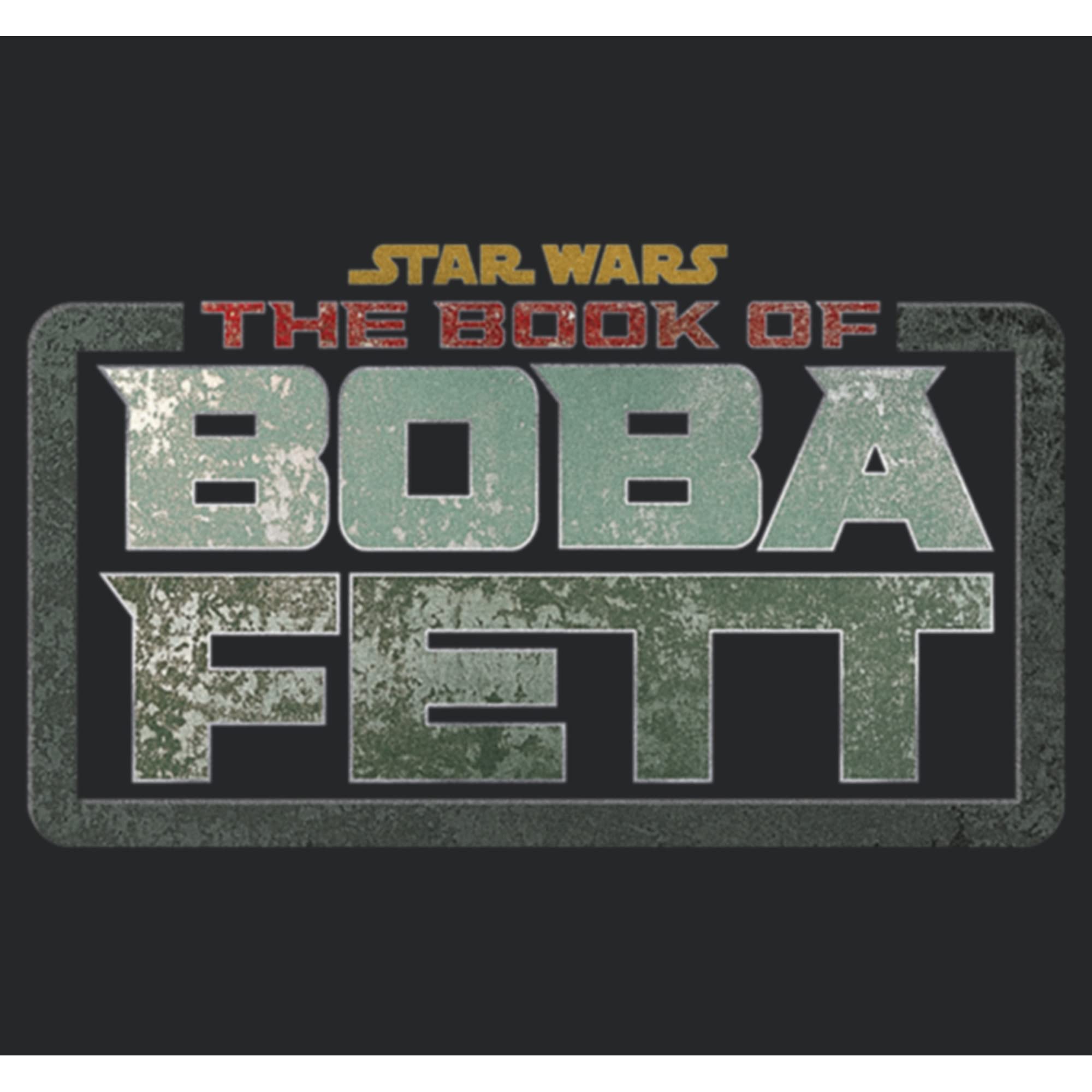 STAR WARS Book of Boba Fett Stacked Logo Juniors Tri Blend Tank, Black Heather, XX-Large