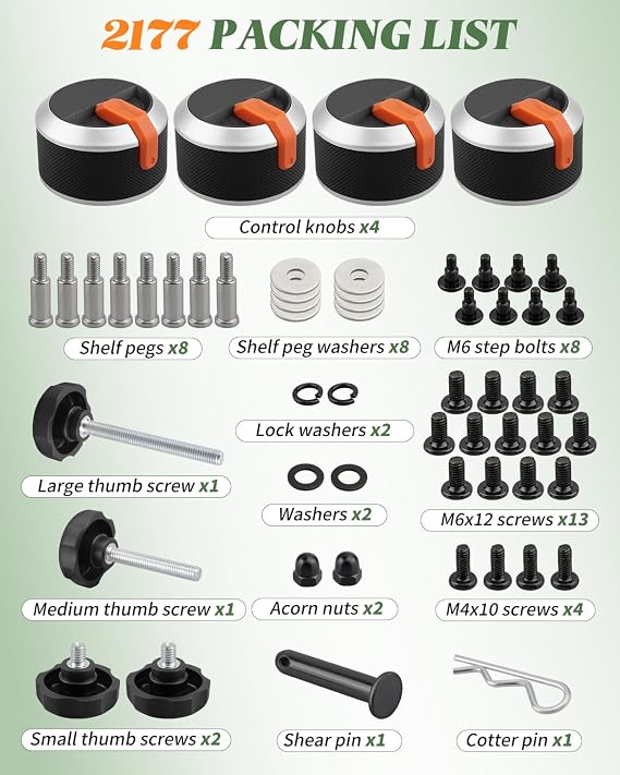 Griddle Burner Knobs Kit Fit for Blckstone 17 22 28 36 Flat Top Gas Griddle Control Knobs with Hardware, 4 Pcs