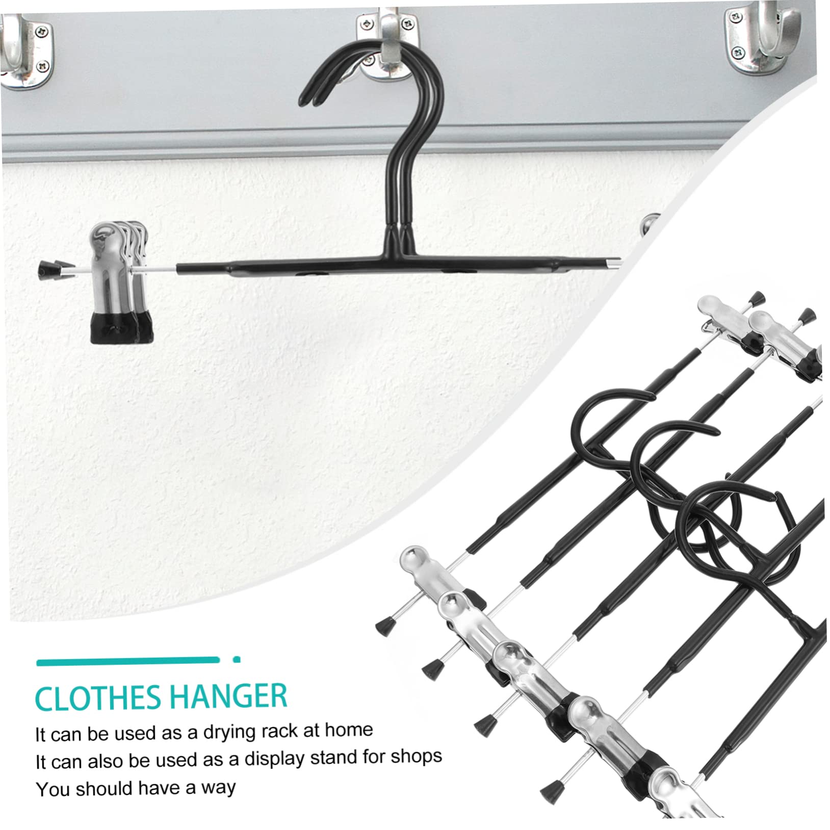 MUSISALY 10pcs Pants Rack Kid Hangers Skirt Hangers Pants Hanger Wardrobe Storage Hanger Trouser Hangers with Clips Clothes Hangers Clear Pant Clip Hangers Scarf Hanger Iron Black