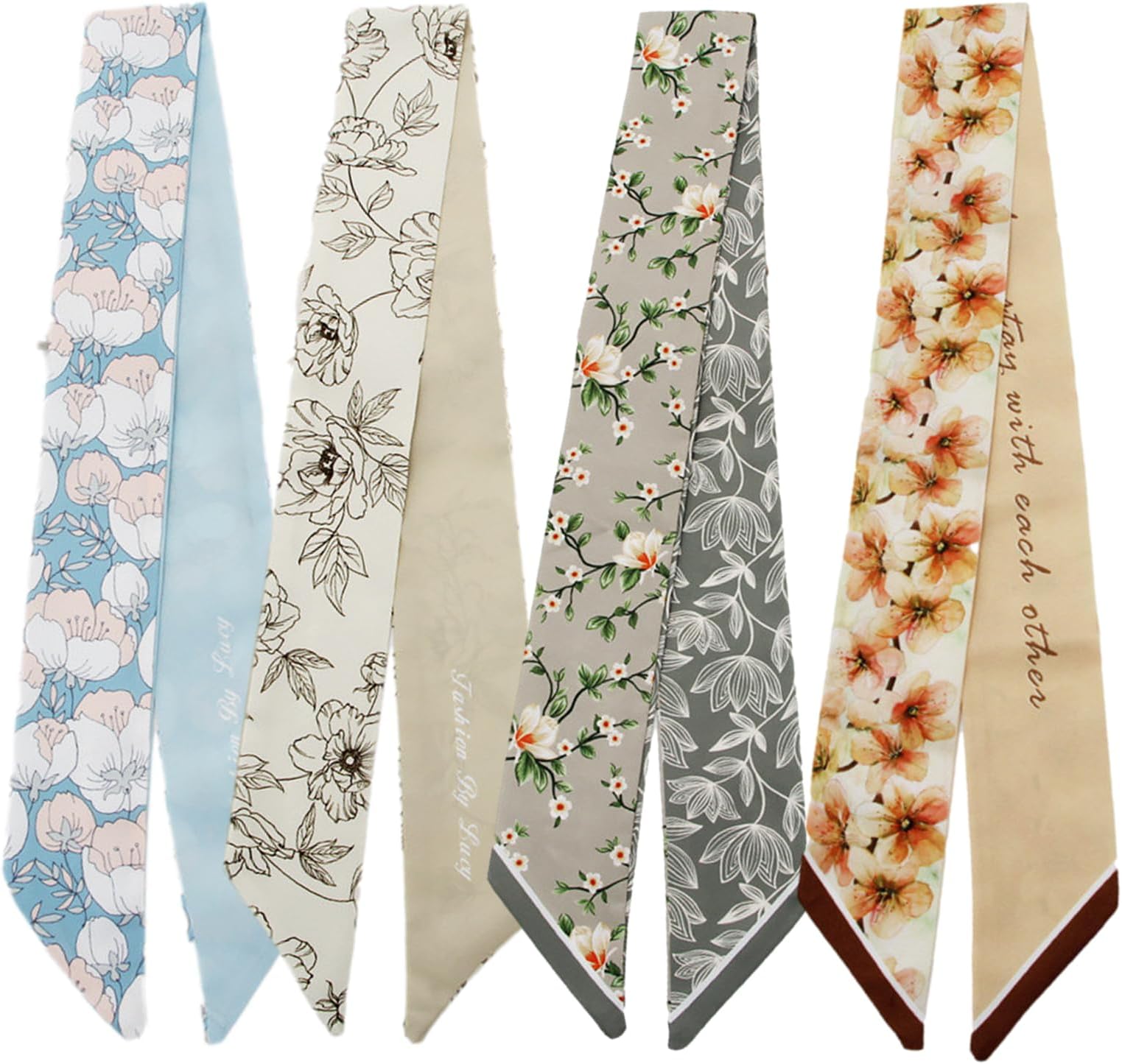 QTMY 4 Pack Purse Scarf for Bags Silk Head Scarf for Hair Handbag Women Scarfs Band Hair Neck Scarves Fashion Gifts,108