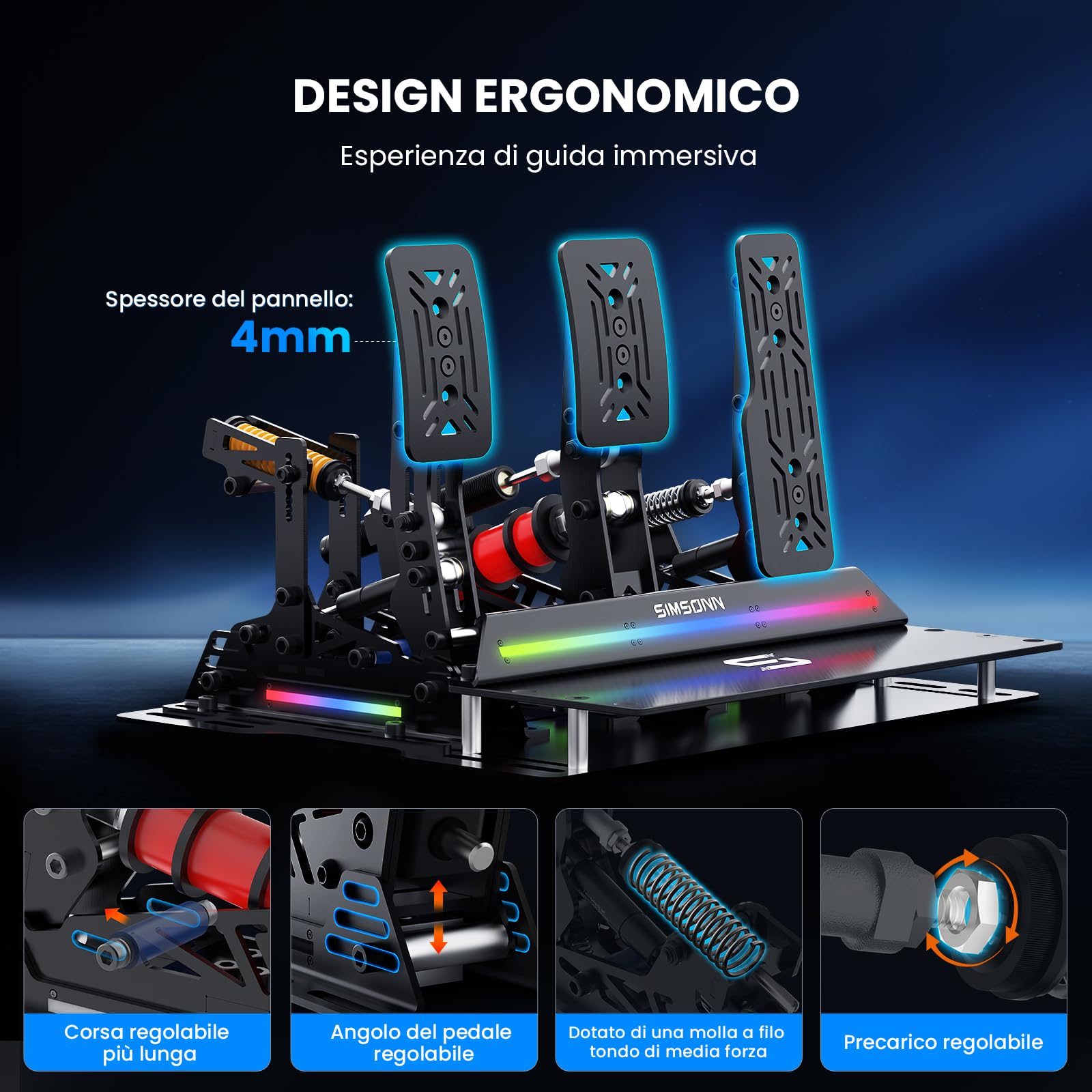 SIMSONN PRO X Pedali da corsa Ultra Sim Pedali per murino di corsen Cella di muratura per PC colata continua che opera per tico aptico (PRO X ULTRA P3-H3)