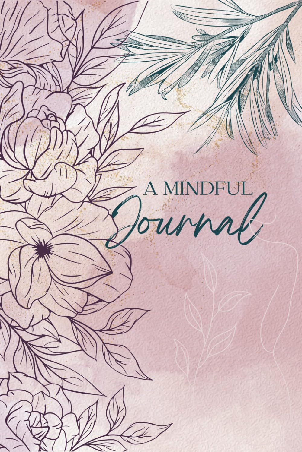 Daily Planner and Journal Floral Watercolor Gold Flake