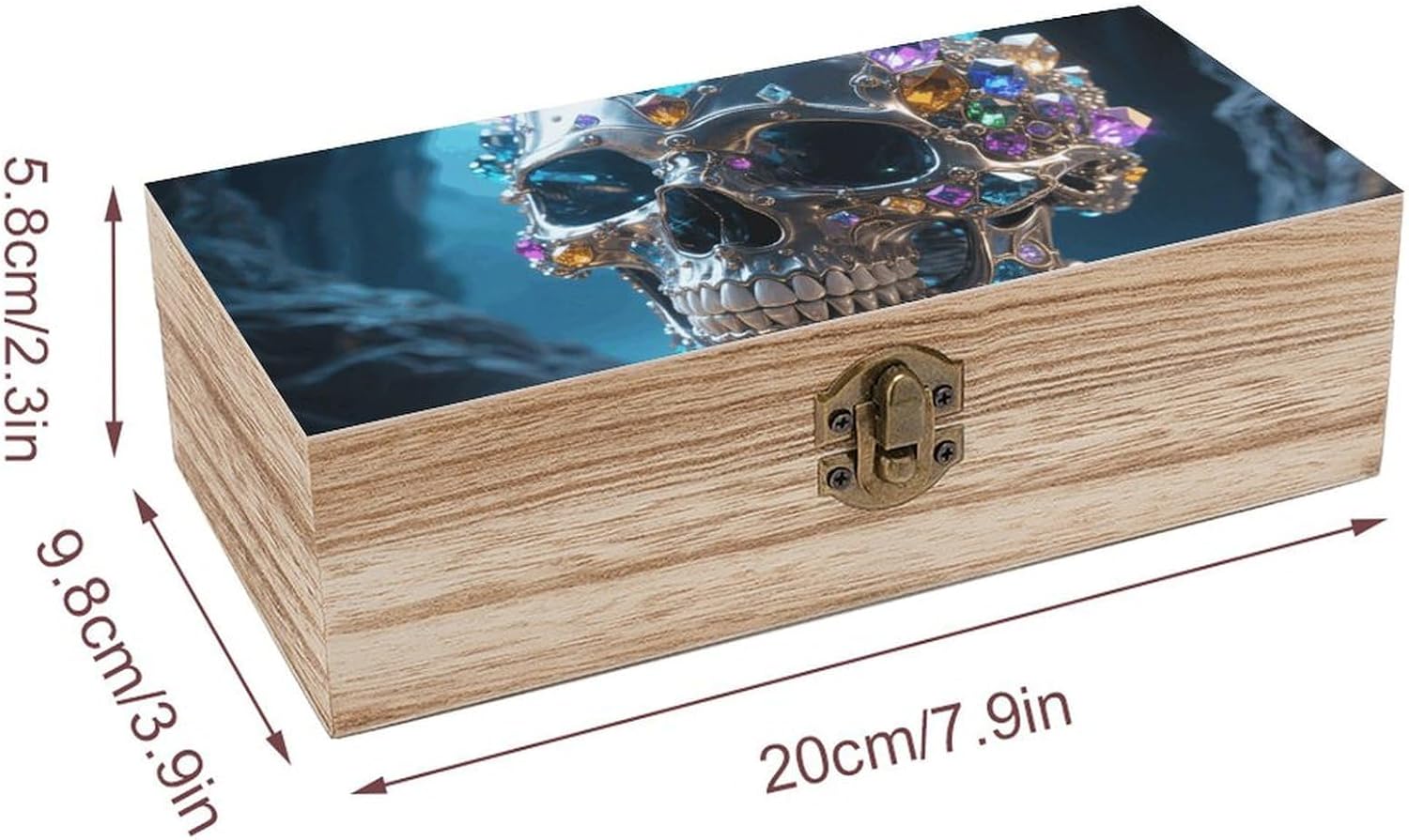 Magic Crystal Metal Skull Wooden Decorative Storage Box Jewelry Box image 2