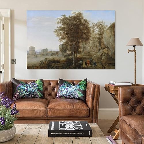 Miniatura 3 de Viajeros en el Ponte Lucano sobre el Anio en Tivoli - Póster artístico para pared, lienzo con pergaminos, cuadro para decoración de la sala de