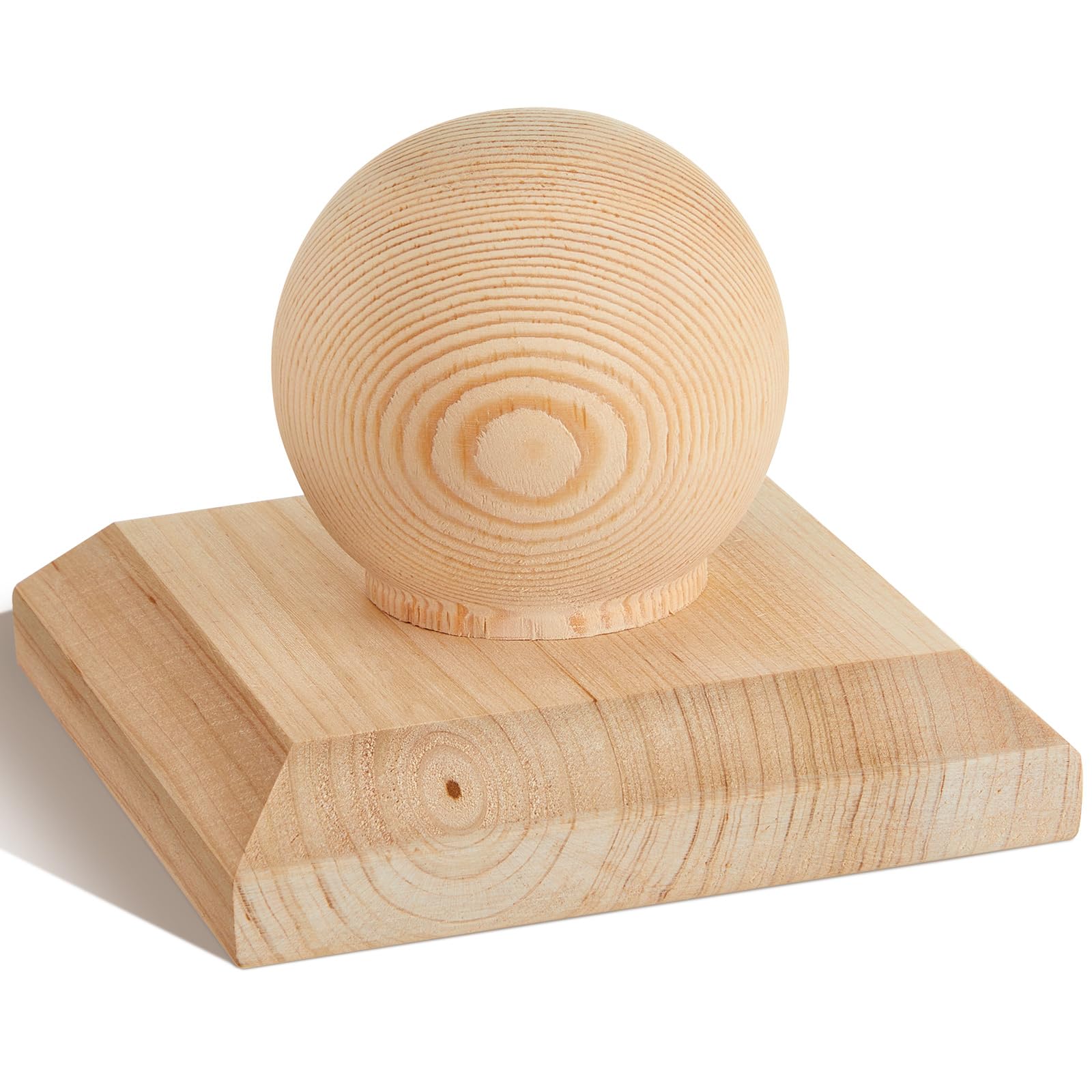 Hosuly 1 Pcs 3" x 3" Fence Wood Post Cap with Top Ball Cedar
