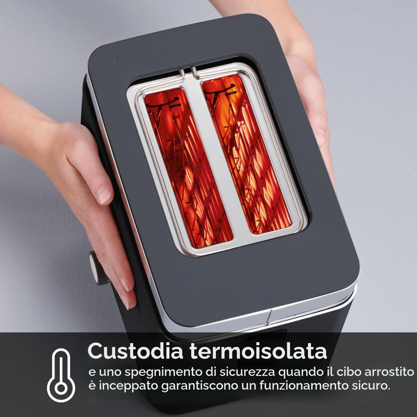 Tostapane GRAEF TO62 Nero Tostapane a 2 fette con attacco per panini, spegnimento di sicurezza, centratura delle fette di pane e vassoio raccoglibriciole