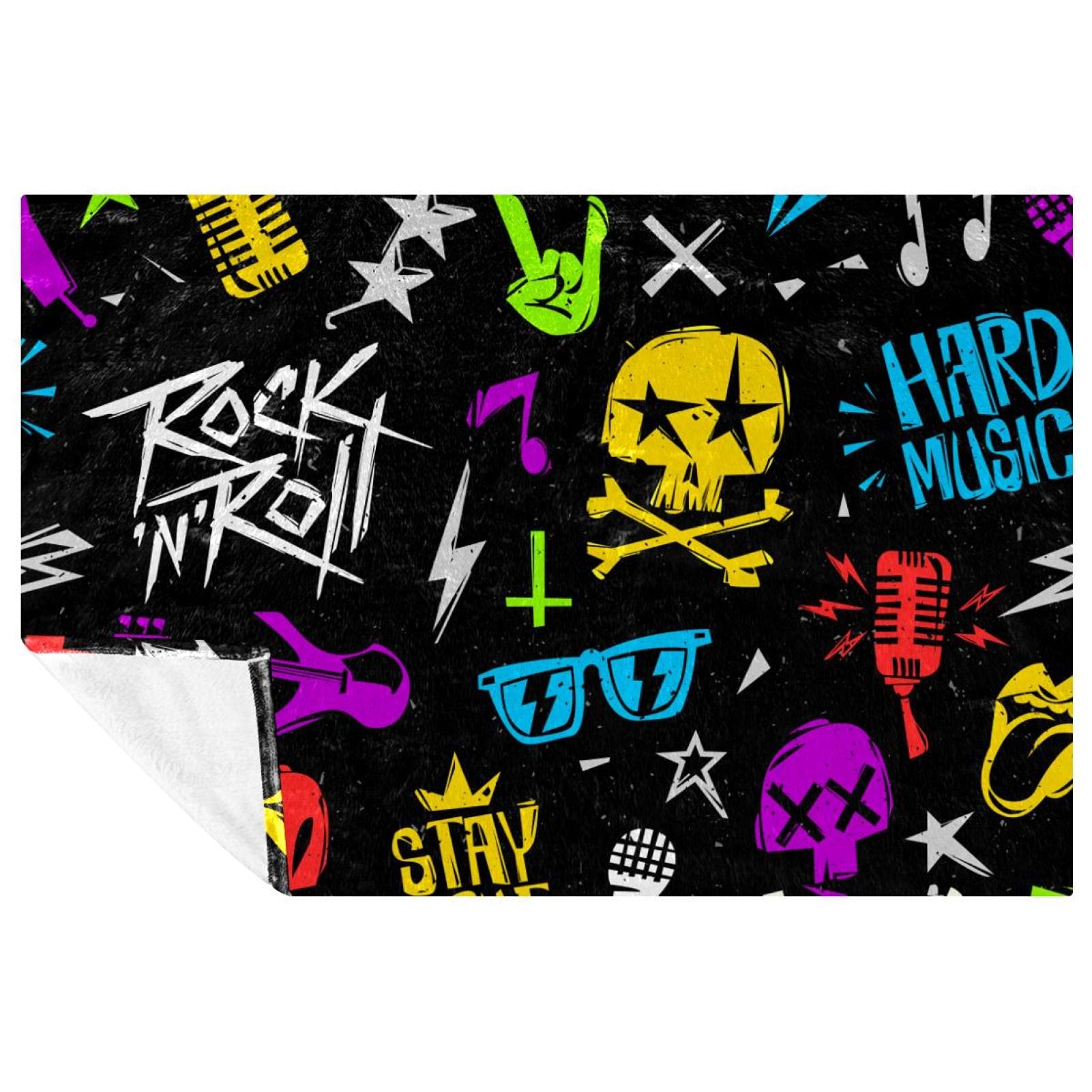 Couverture skull rock pour pique-nique et camping plaid doux de canapé