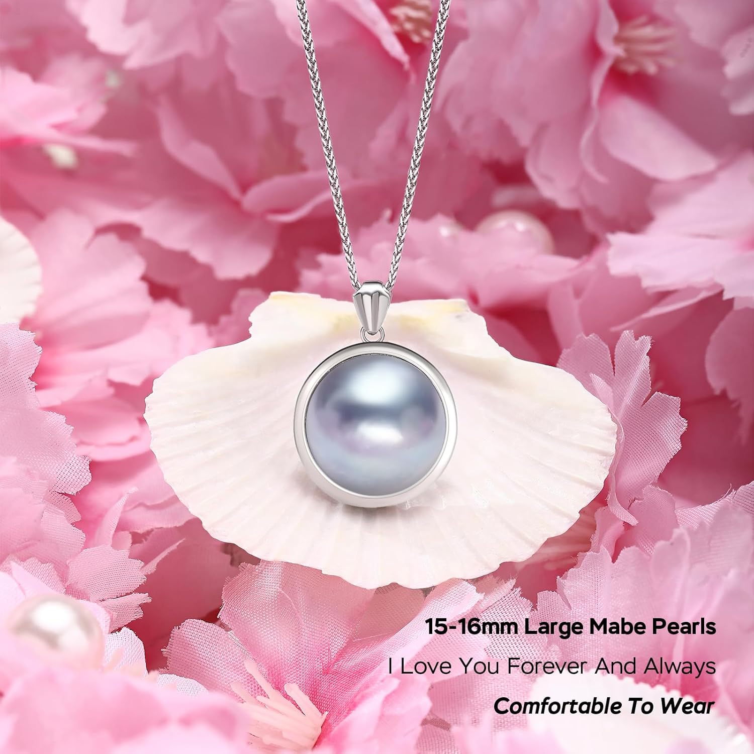 Gifts for Wife Women Anniversary -Mabe Pearl Necklace -Mom Girlfriend Her Fine Jewe... - Image 4