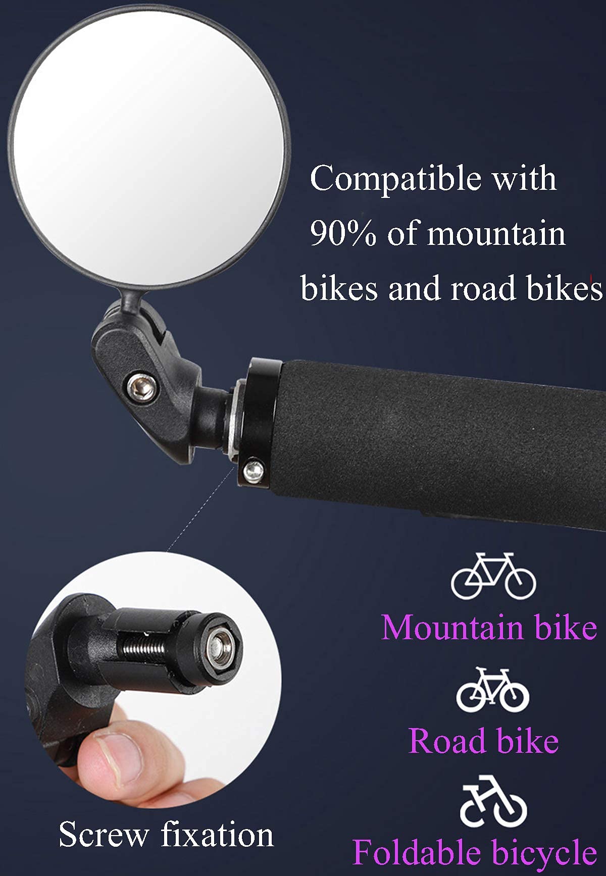 Lusterko rowerowe rowerowe lusterko wsteczne obracane o 360° lusterka wsteczne do rowerów górskich wyścigowych MTB, 1 szt