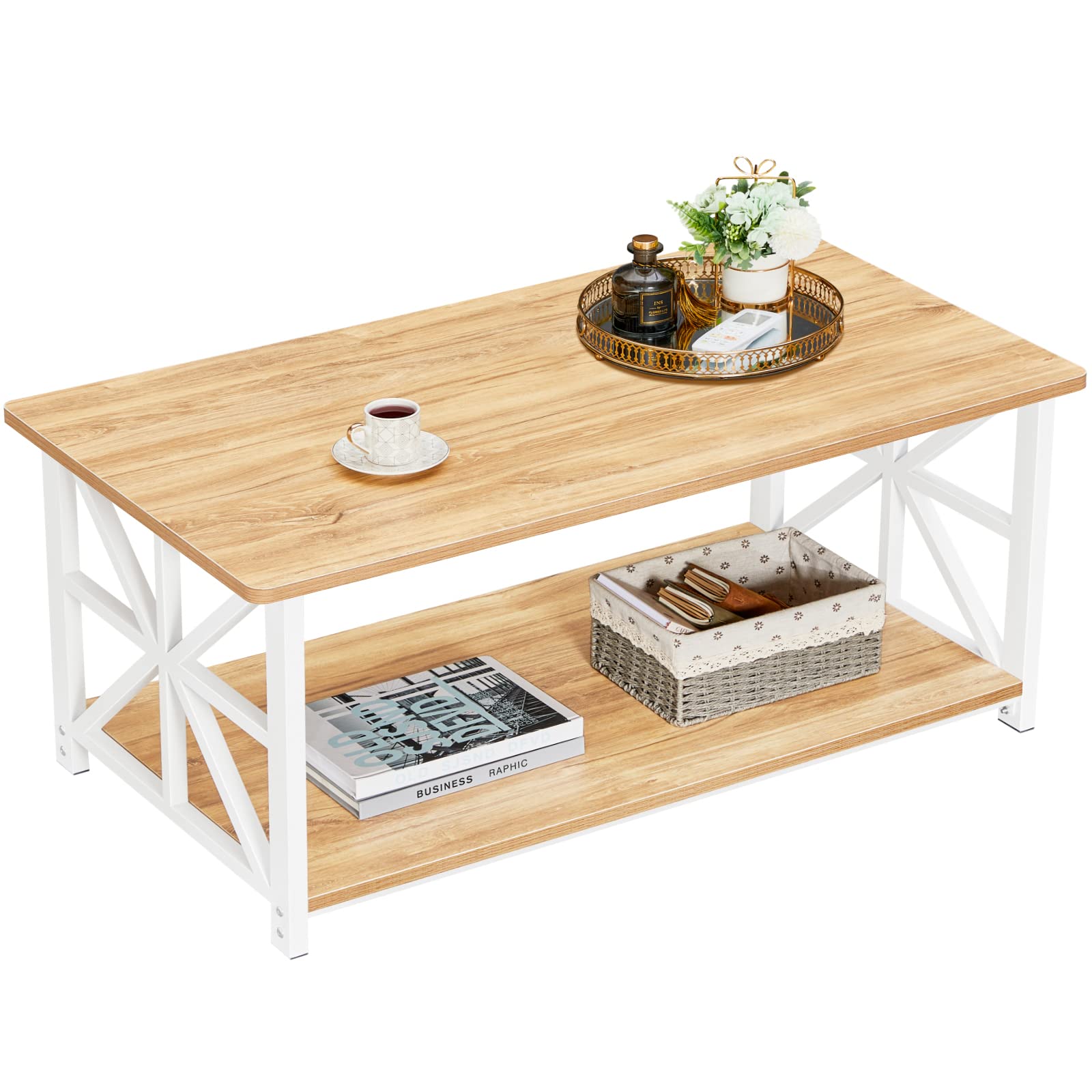Photo 1 of **STOCK IMAGE FOR SAMPLE**
GreenForest Coffee Table for Living Room with Round Corners Farmhouse Style Center Table with Storage Shelf 40 Inch Space Saving Easy Assembly Oak BLACK/GRAY