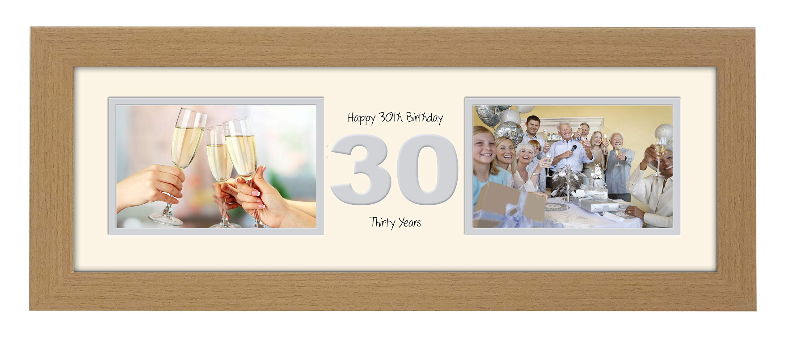 Photos In A Word Oak Finish Frame Cream Mount Grey Inside 30Th Birthday Photo Frame Thirtieth Gift Takes Two 6”X4” Landscape Photos 1223A (Oak Finish Frame Cream Mount Grey Inside)