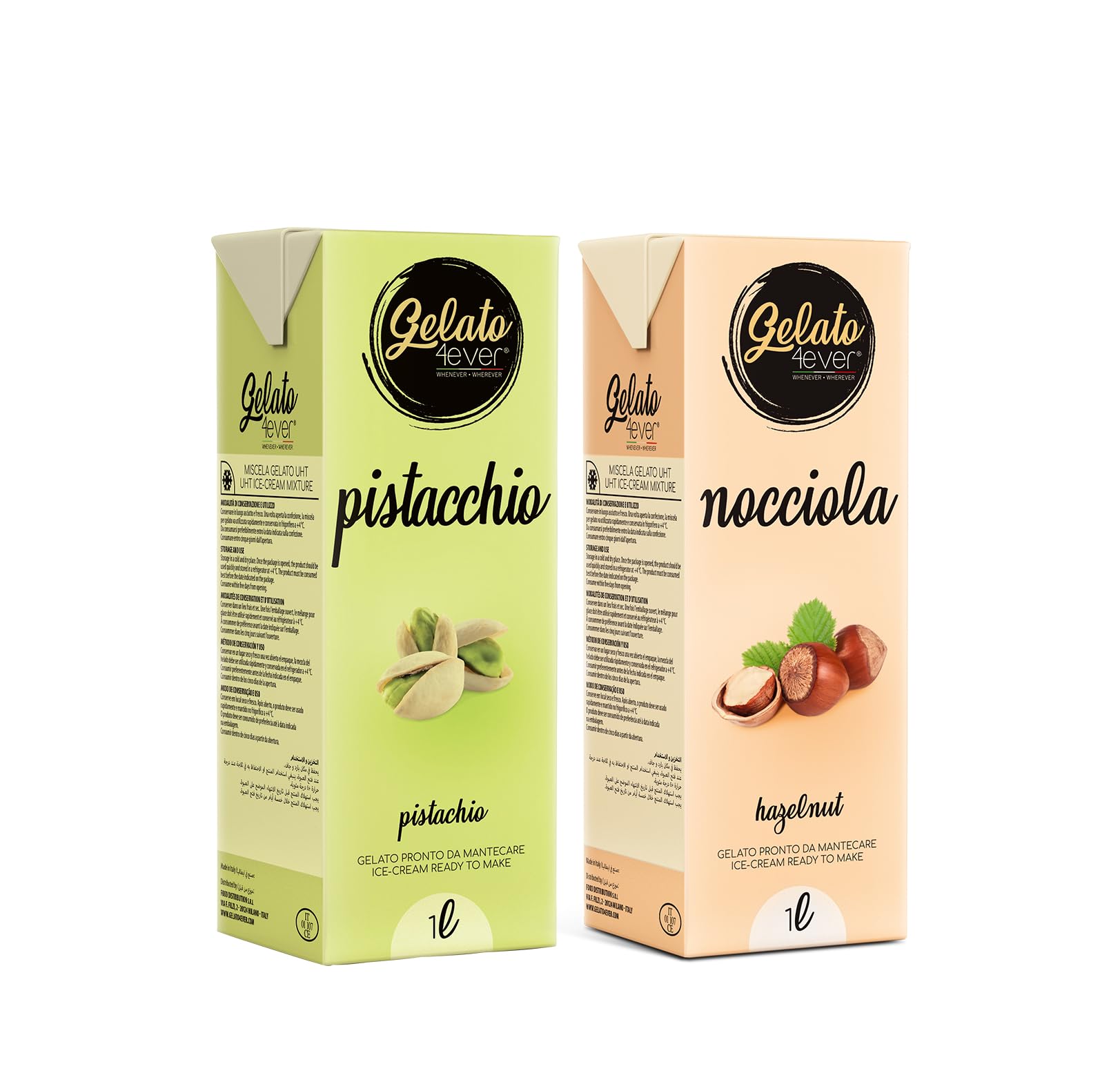 Gelato 4ever - Preparato per Gelato Pronto da Mantecare, Double Pack, Facile da Preparare, Compatibile con Tutte le Macchine per Gelati Come Ninja Creami, Magimix, HKoenig, 1L per Brick, Made in Italy