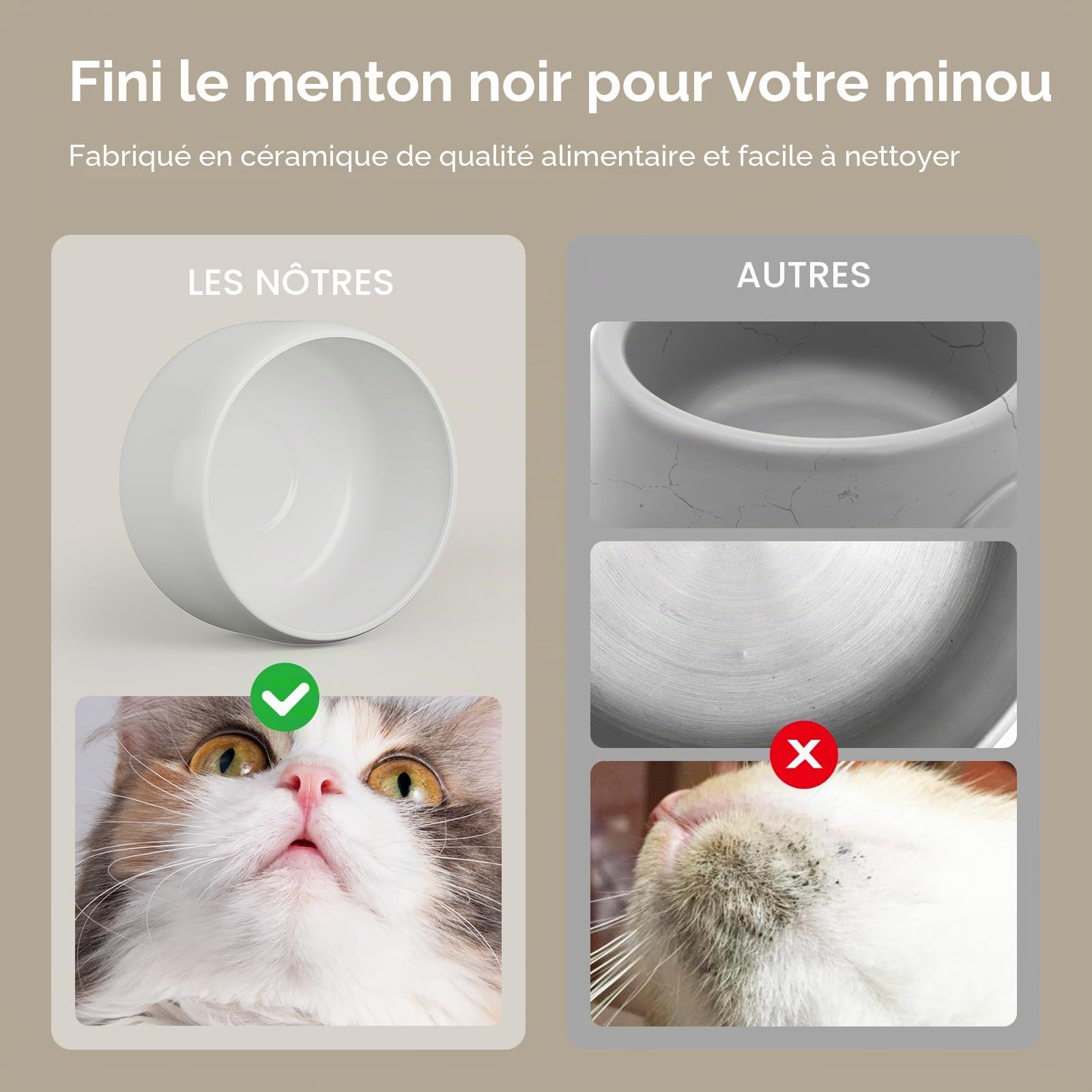 WOPET Fontaine à eau sans fil en céramique pour chat avec batterie rechargeable de 5000 mAh, distributeur d'eau de qualité supérieure de 3 L pour chats et petits chiens, ultra silencieuse et triple