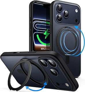 JETech Capa com Anel Giratório de 360 Graus para iPhone 17 Pro Max 6,9 Polegadas com Botão de Controle de Câmera, Compatível com MagSafe, Case Fina com Suporte & Suporte de Anel (Preto)