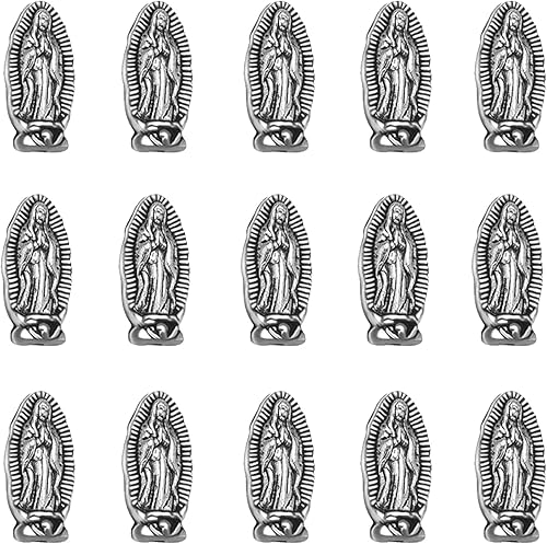 60 cuentas ovaladas Nuestra Señora Milagrosa Medalla Floral Rosario Centro de mesa Cruz Jesús, Virgen María, Crucifijo de aleación católica para