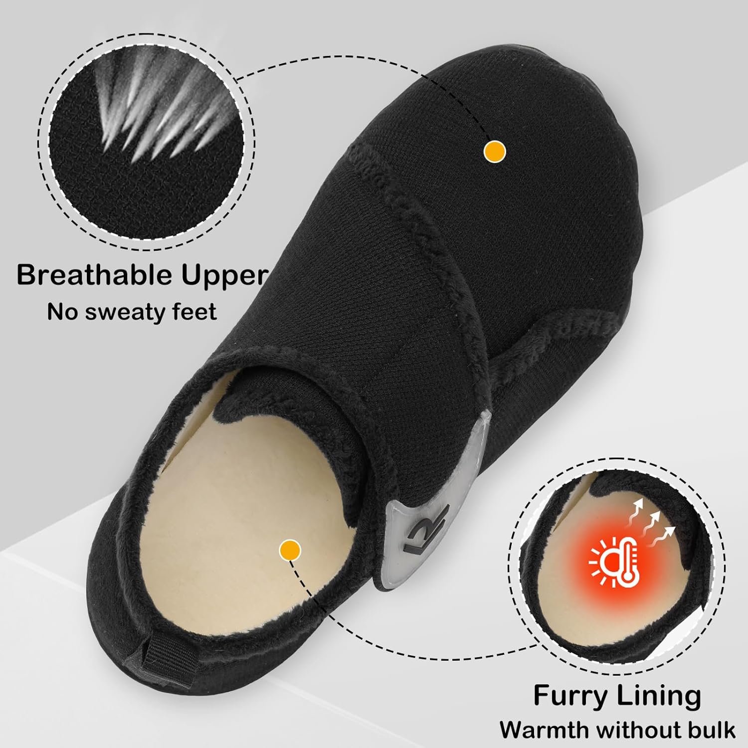 relxfeet Men's Slippers Wide Width Adjustable Orthopedic Diabetic House Shoes for Neuropathy Swollen Feet Relief Non-Slip Rubber Sole Indoor Outdoor - Image 5