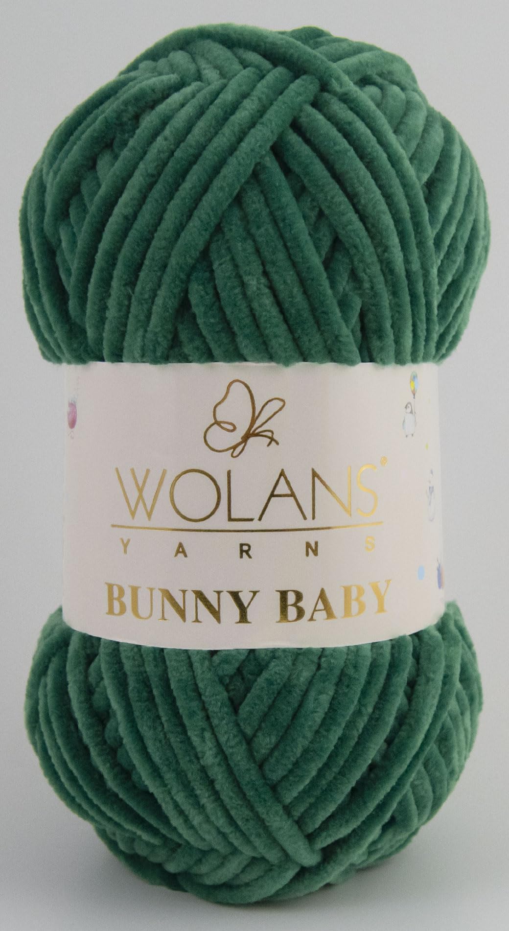 Wolans Bunny Baby Chenile Style Yarn Wool 72 Colours Available 100g Balls (Green Col 26)