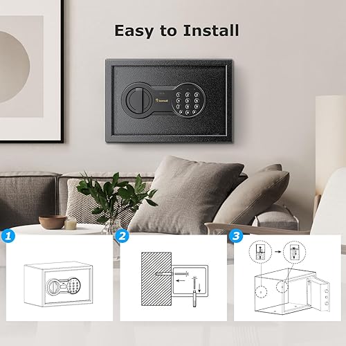 Miniatura 13 de Bonsaii Caja fuerte de 0.6 cúbicos con teclado electrónico, estante extraíble, para objetos de valor, joyas y documentos en el hogar, hotel