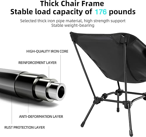 Miniatura 4 de CAMEL CROWN Silla de camping plegable, ligera, portátil, compacta, con bolsillo lateral, para viajes al aire libre, playa, picnic, senderismo,