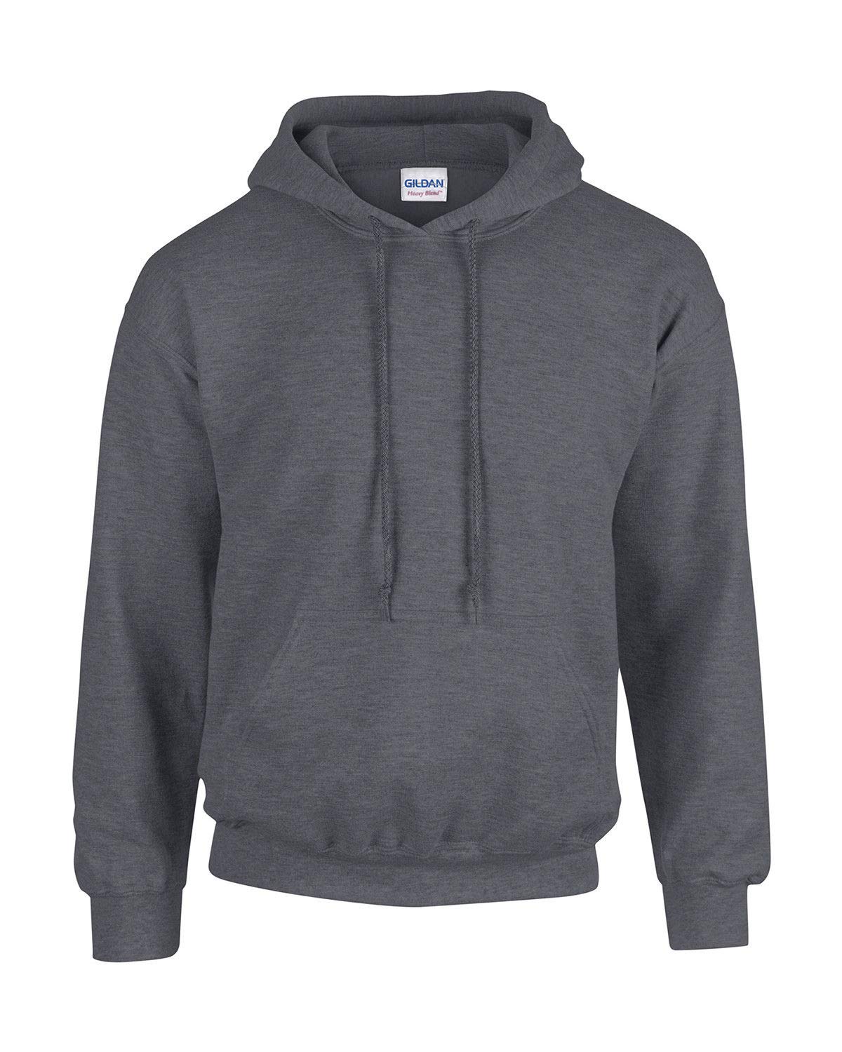 Gildan Men's Darkheather Hooded Pullover Adult 50/50. Hooded Sweat/18500, Plain - Grey - Medium