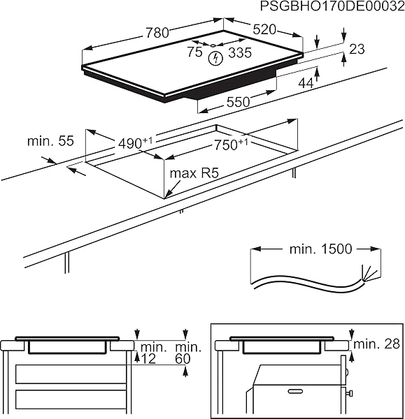 Electrolux Serie 600 Piano Cottura a Induzione 4 Fuochi da Incasso, LIL83443 Bridge 80 cm, Tecnologia Hob2Hood® e Zone Cottura Flessibili, 780x520 mm, Nero - 3