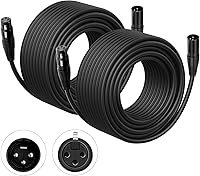 Vista 1 de Cable DMX de 100 pies, paquete de 2 cables flexibles de señal XLR de 3 pines macho a hembra, adecuado para señal de iluminación de escenario, cables