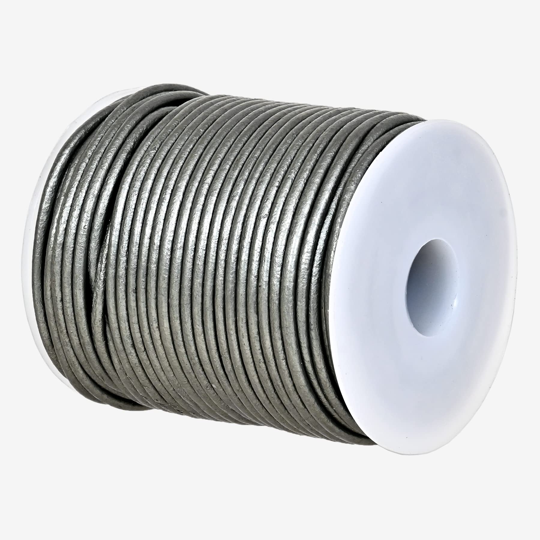 GENIQUE Prawdziwy / prawdziwy skórzany sznurek do naszyjnika, bransoletek, biżuterii, plecionki (20 m) (2 mm, szary metaliczny)