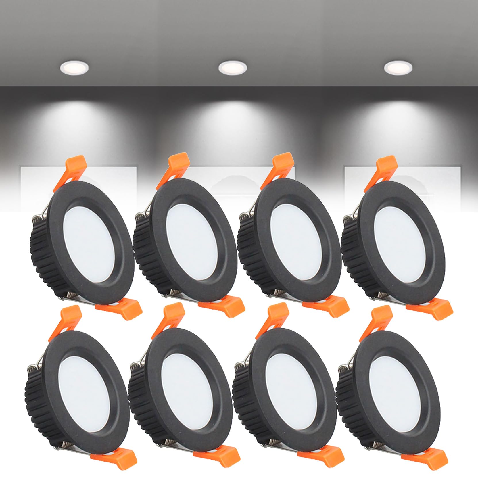 Syibelters 3W LED Recessed Ceiling Lights 68mm, Cold White 6000K 3W 240LM, Cut Φ50-55mm, AC110-240V Ultra Slim Downlights, LED Panel Light for Living Room Hallway, 8 Pack