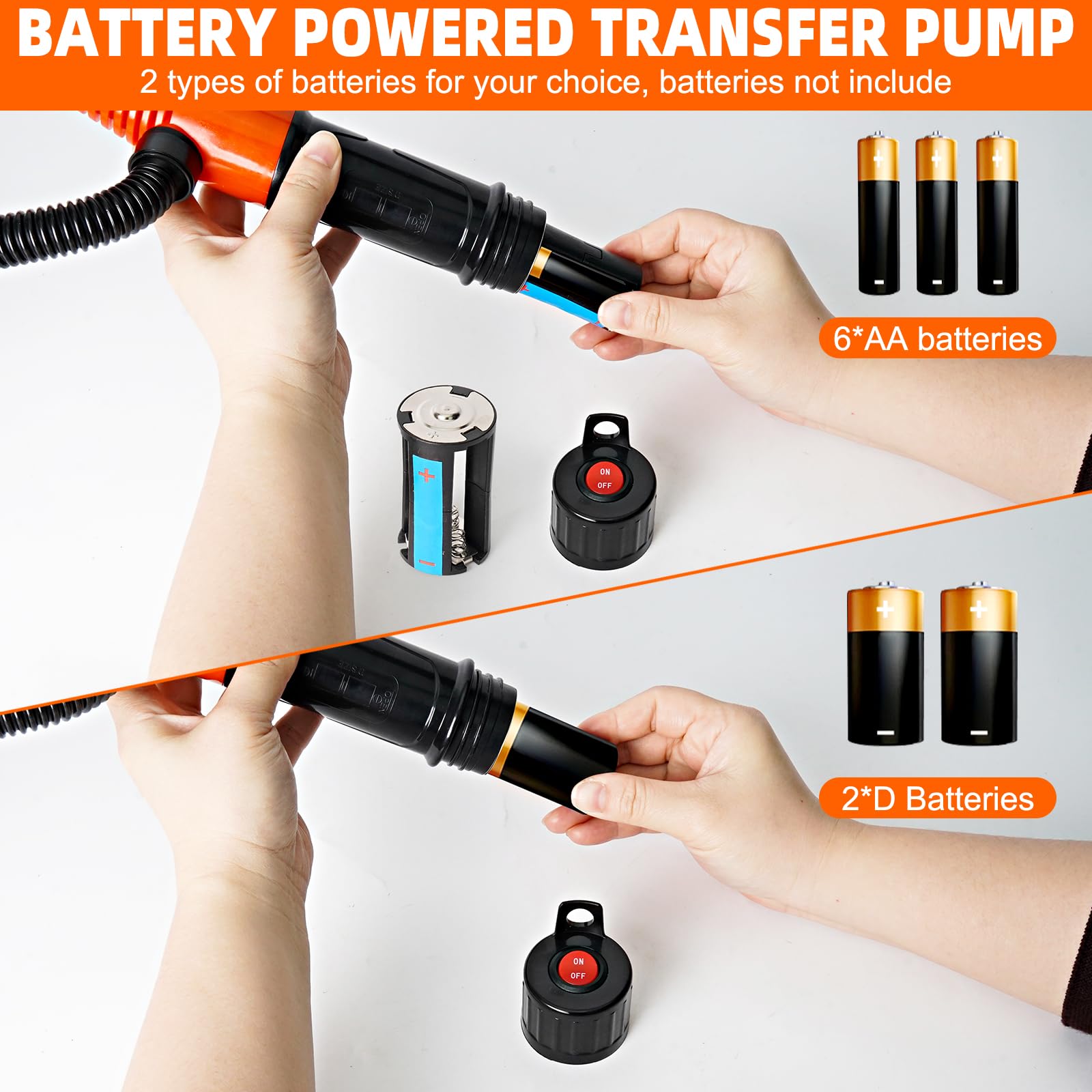 Pompa Benzina, Pompa travaso gasolio, Pompa a benzina elettrica a batteria, Pompa elettrica per liquidi, Pompa di Trasferimento Portatile, con Flusso Controllato e Tubo Flessibile a Prova di Perdite