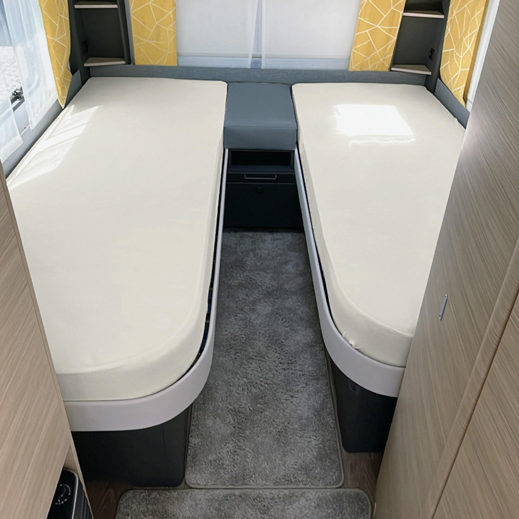 Erwin Müller Spannbettlaken 3er-Set für Wohnmobil oder Wohnwagen - Heckbett, wollweiß Größe 70x190 cm - 85x210 cm (2X) + 35x130-50x145 - Multi-Stretch Jersey