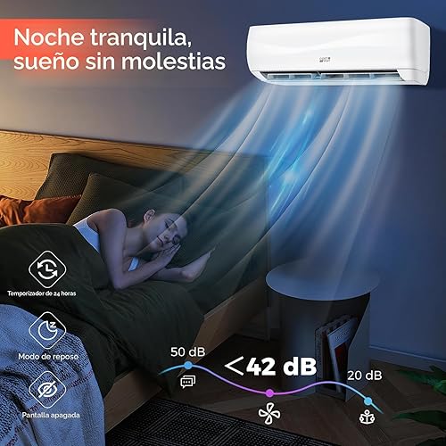 Miniatura 5 de COSTWAY Aire acondicionado y calentador mini split de 12000BTU, 20 SEER2 115 V, unidad de CA sin conductos montada en la pared, enfría habitaciones