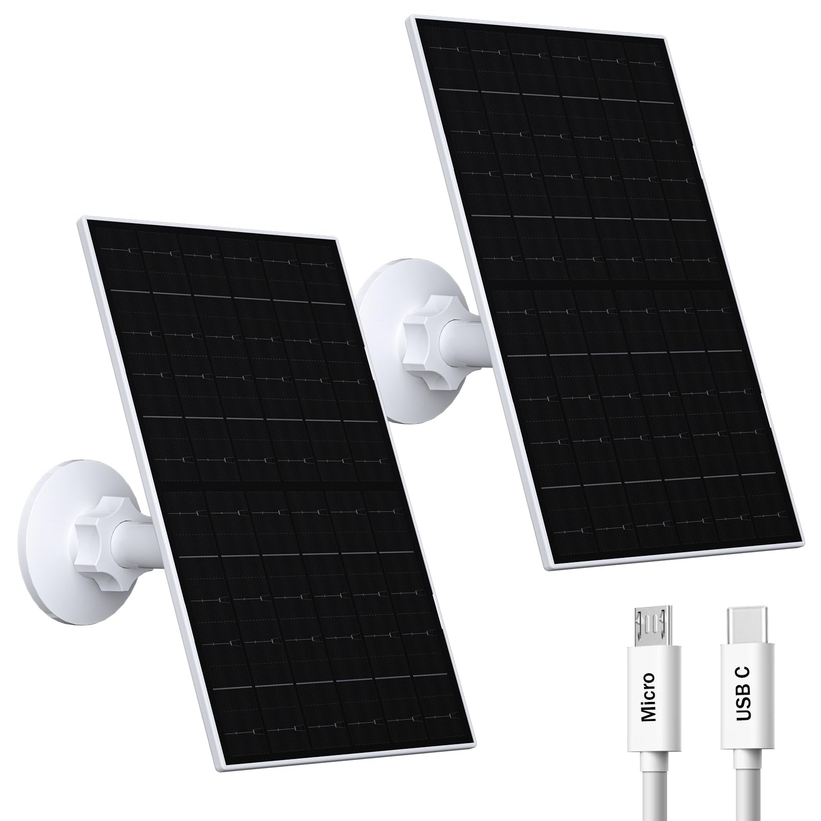 VUEBEE 7W Solar Panel for Security Camera, Solar Panel Charger Compatible with Eufycam 2C/2C Pro/2/2 Pro/E20/E40/E, USB Solar Panel with USB-C Port, with Micro USB Connector (2 Pack)-image-34