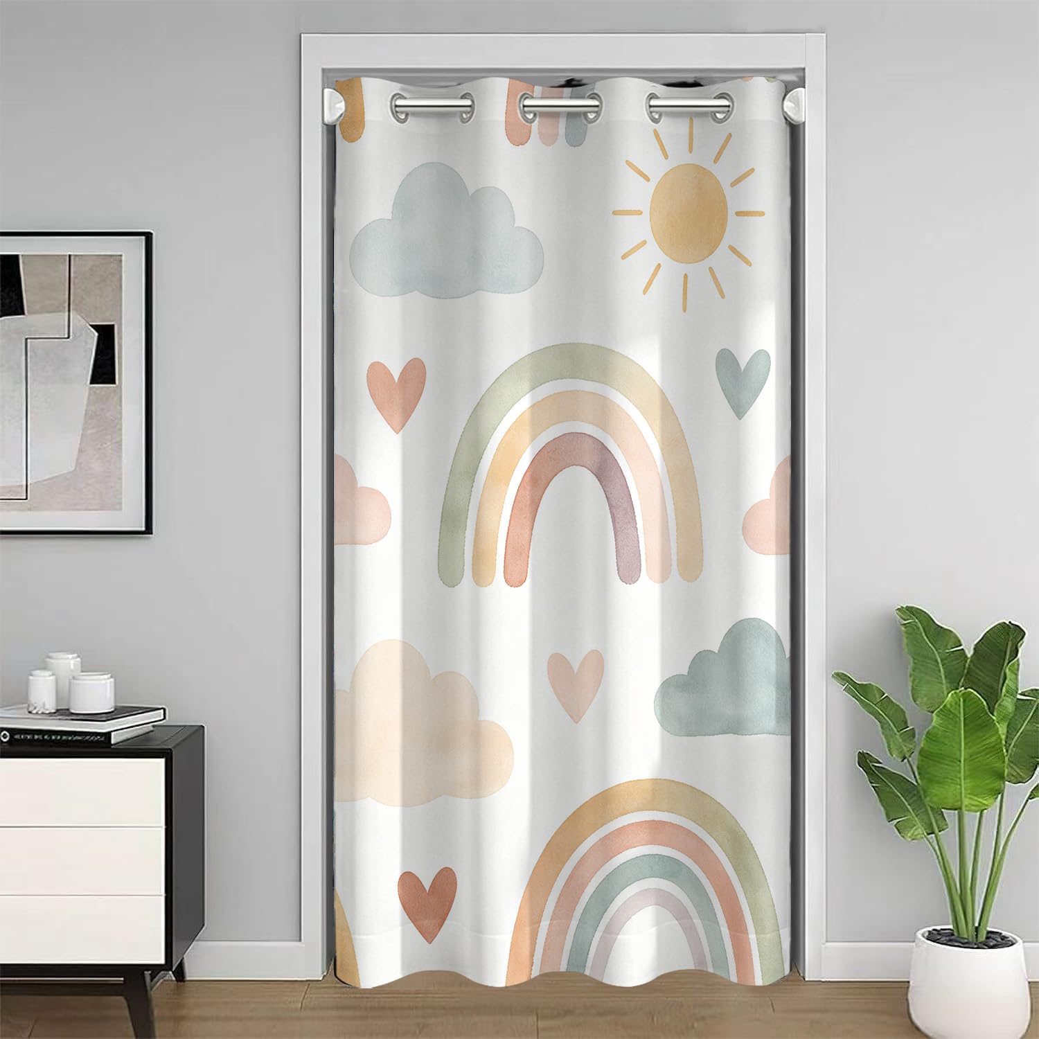 Zasłona wewnętrzna 3D chmury tęczowa akwarela 140 x 240 cm