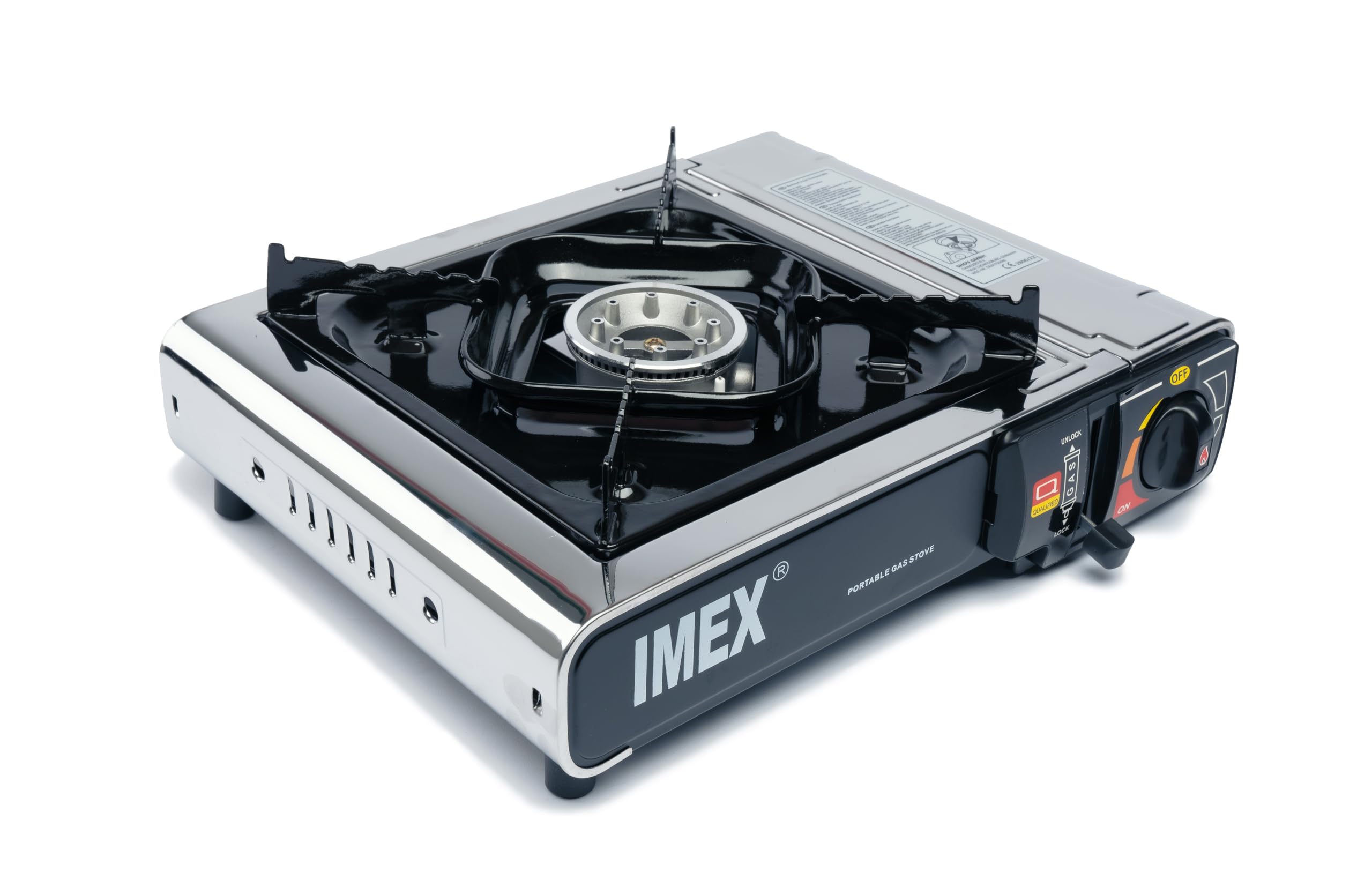 Imex tragbarer Gaskocher 2,2 kW, Campingkocher mit Tasche, geeignet für den Einsatz im Camping, Outdoor, Auto, Wohnwagen, automatische Piezo-Zündung