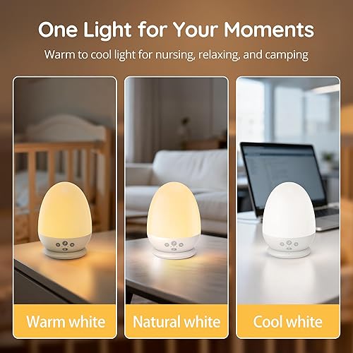 Miniatura 4 de JolyWell Luz nocturna para bebé con máquina de ruido blanco, luz nocturna RGB regulable para niños, 3 temperaturas de color, atenuación continua