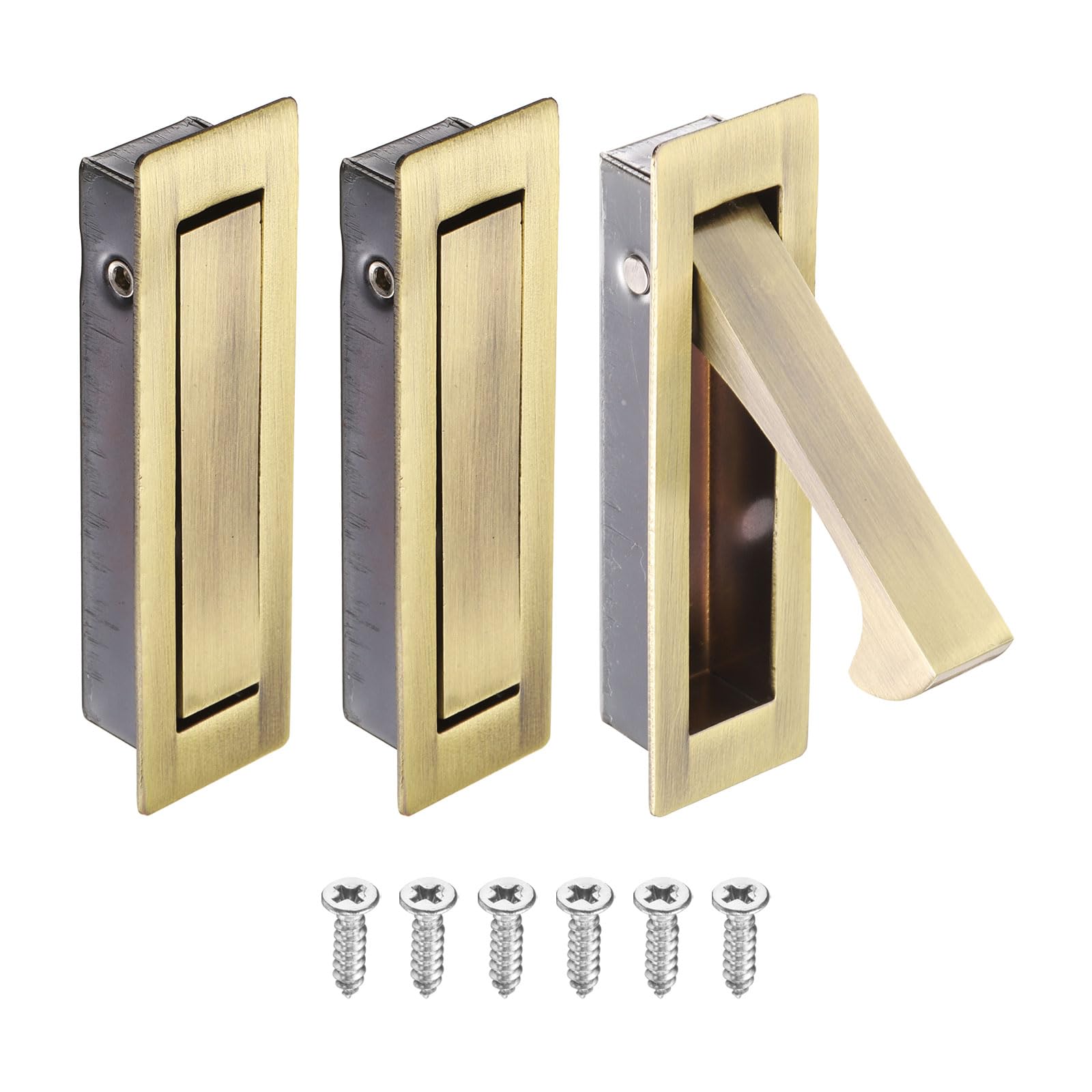 sourcing map 3PCS Pocket Door Handles, 304 Stainless Steel Door Edge Pull, Pocket Door Hardware for Sliding Cabinet, Home, Office, Hotels, Bronze — image 1