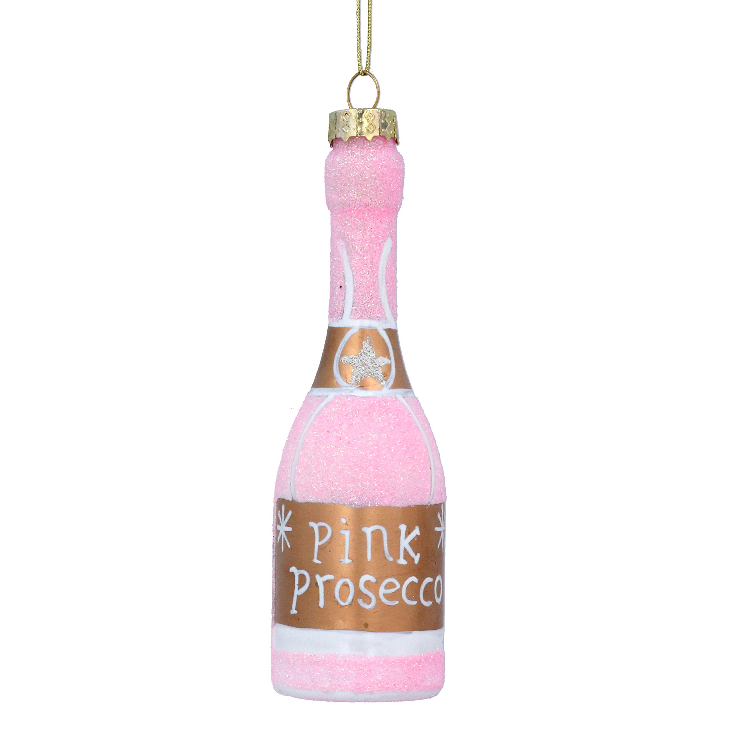 Gisela Graham Pink Prosecco Sparkly Christmas Tree Decoration