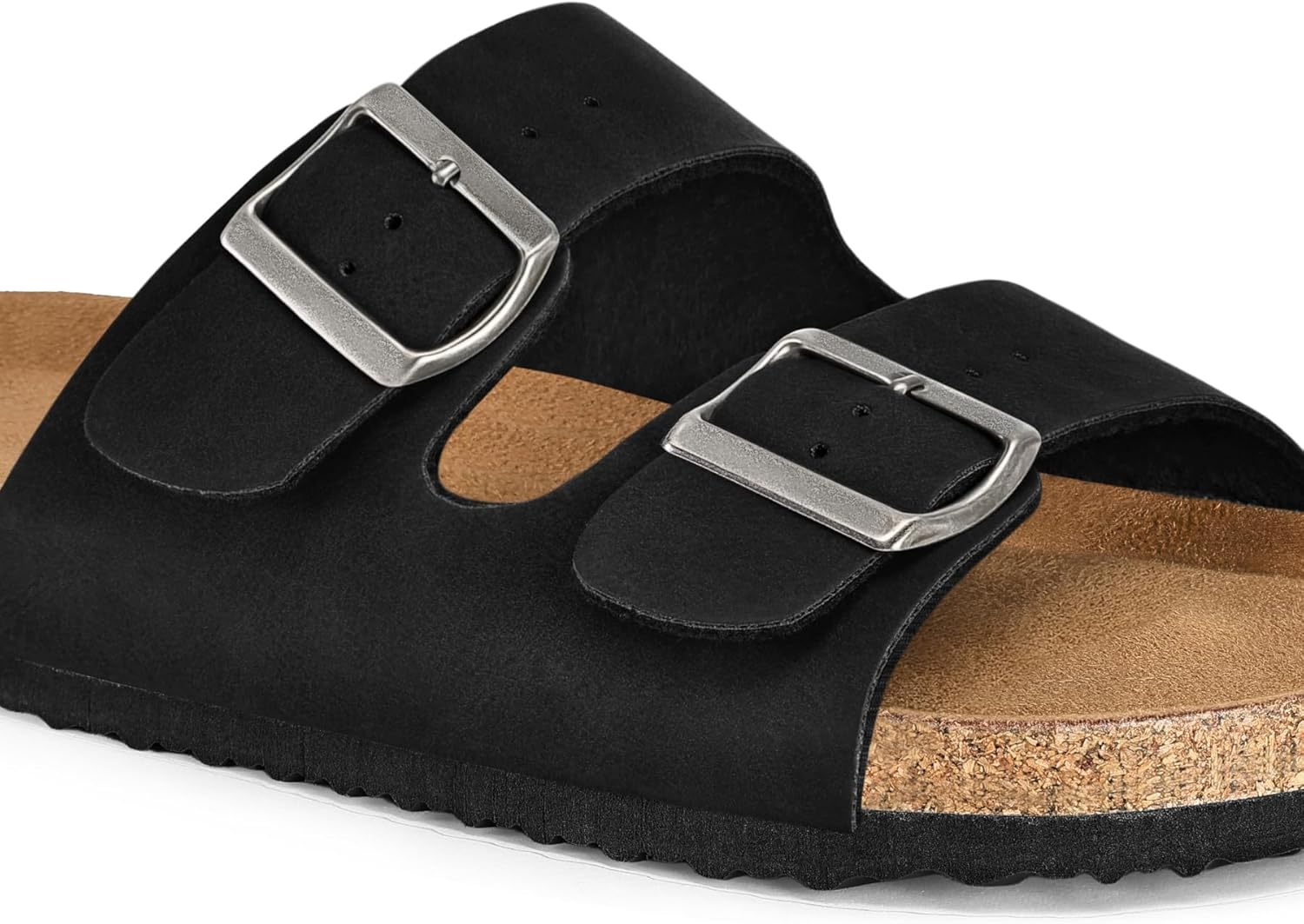 mysoft Womens Flat Sandals Cork Footbed Slides 2 Straps Adjustable Buckle Slip On Summer with +Comfort Shoes - Image 2