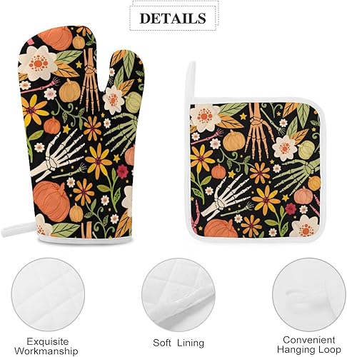 Miniatura 7 de VKPSCHJ Juego de toallas de mano y guantes para horno, toallas colgantes y agarraderas, paquete de 6, toalla absorbente de calavera floral de