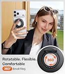 TORRAS Magnetic Phone Grip Ring Holder Kickstand [2-Sided Magnetic] [360 Rotation] Fit for MagSafe Accessories for iPhone 17 16 15 14 13 12 11 Samsung, Google, Black