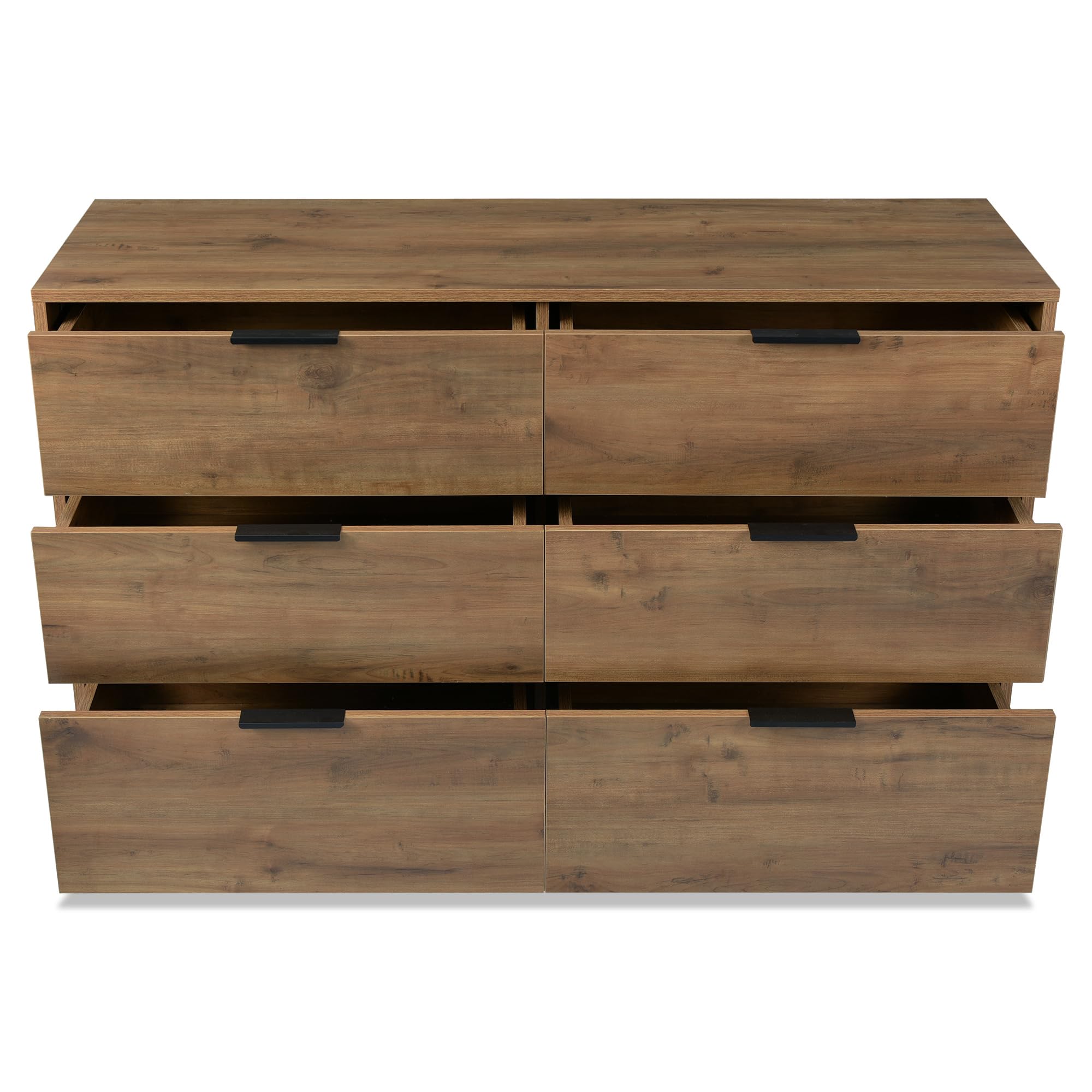 MURUL Cassettiera con 6 cassetti, credenza per camera da letto e tutti gli spazi abitativi, 120 x 40 x 76 cm, in rovere scuro (rovere scuro)