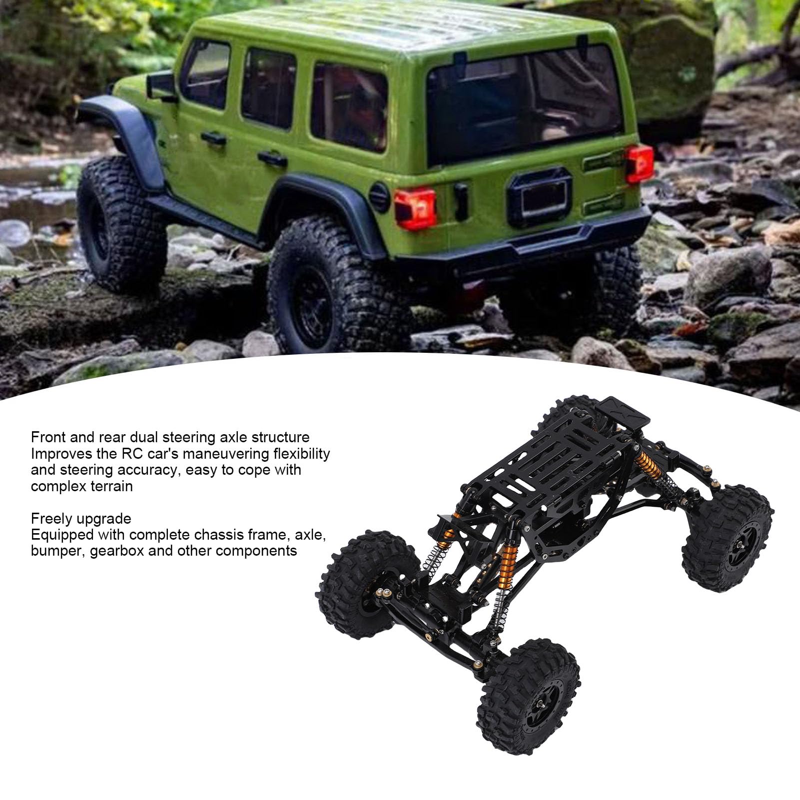 Podwozie RC, Zestaw Ramy Gąsienicowej ze Stopu Aluminium dla Axial AX24 4WS XC, Doskonała stabilność dla Entuzjastów Jazdy Terenowej
