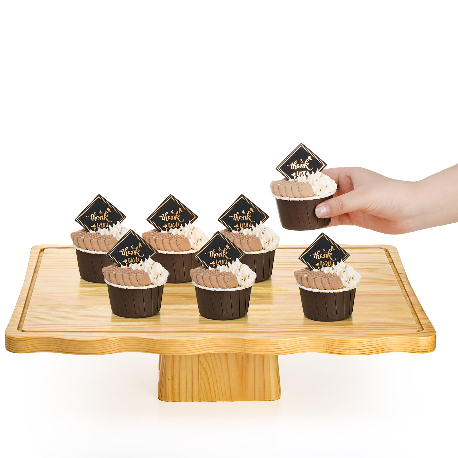 Pumtus Soporte de madera para tartas con tapa, plato multifuncional 2 en 1, soporte rectangular para tartas con cubierta acrílica, plato para tartas con pies, bandeja de exhibición de postres para