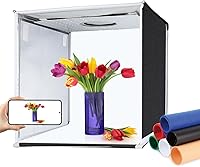 Vista 9 de PULUZ - Caja de luz para fotos, estudio fotográfico portátil, kit de tienda de campaña profesional atenuable de 16 x 16 pulgadas, 160 luces LED y 6