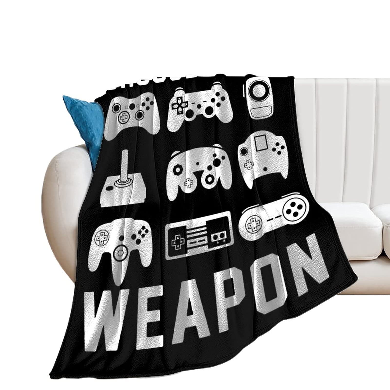 Premium Gamer Gaming Blanket Choose Your Weapon Game Black and White Flannel Blanket,Ultra Soft Cozy Sofa Bed Blanket,Warmth Lightweight Travel Throw Blankets Novelty Gift Blanket Unisex,40"x50"
