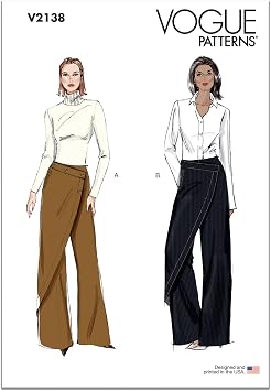 Vogue V2138U5 Misses Full Leg Wrap Pants Sewing Pattern Packet, Design Code V2138, Sizes 16-18-20-22-24